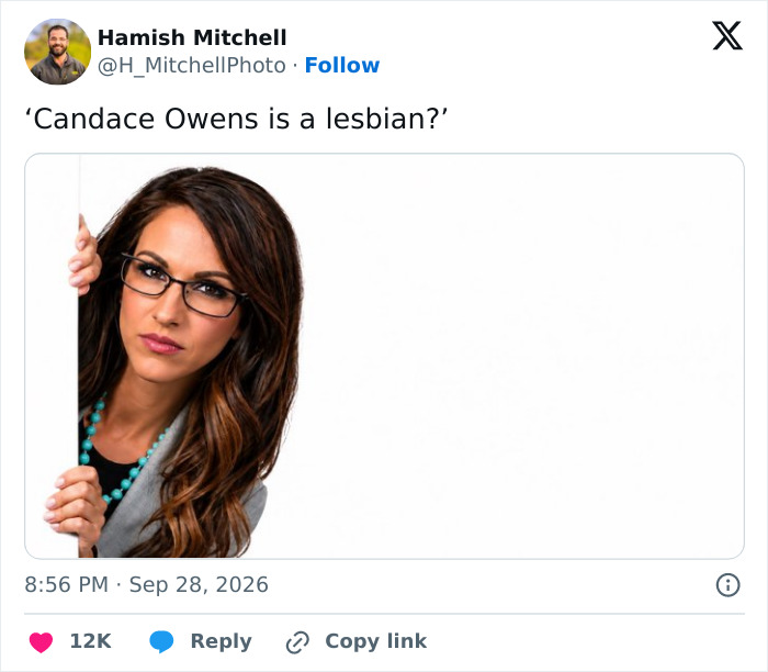 A humorous social media post questioning the rumors of a conservative figure’s alleged lesbian past.