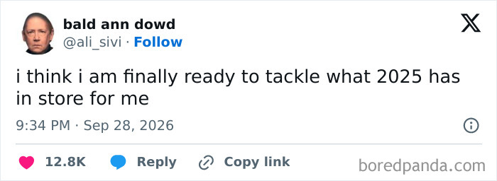 Witty tweets on X about finally feeling ready to handle the year 2025.