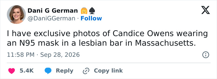 Tweet about conservative figure Candace Owens and an alleged lesbian past