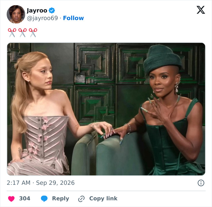 Social media post with scissor emojis hinting at a conservative figure’s alleged lesbian past.