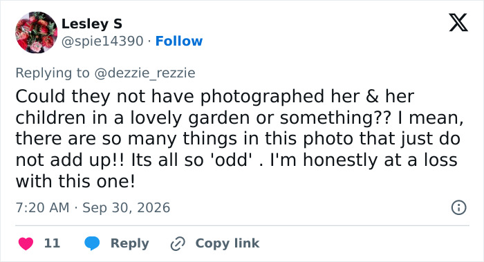 A tweet sharing concerns over subtle details in the Erika Kirk photo posing A tweet sharing concerns over subtle details in the Erika Kirk photo posing