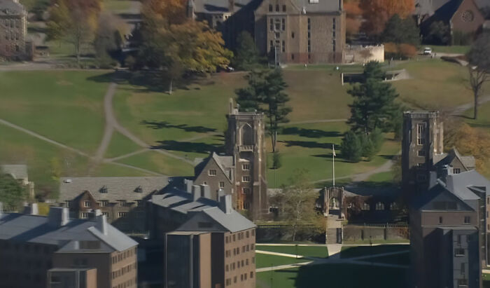 An aerial view of the Cornell University campus where the Cornell 7 group chat scandal occurred An aerial view of the Cornell University campus where the Cornell 7 group chat scandal occurred