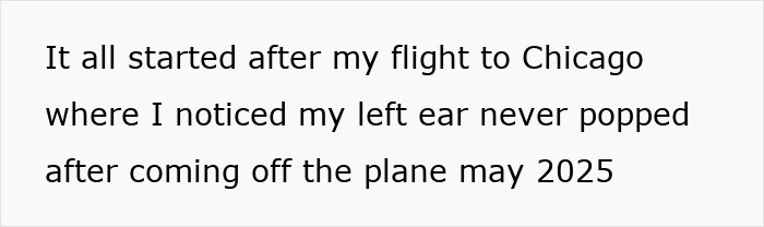 Text: Woman's ears wouldn't pop after a flight to Chicago, leading to a rare cancer diagnosis, not altitude sickness. Text: Woman's ears wouldn't pop after a flight to Chicago, leading to a rare cancer diagnosis, not altitude sickness.