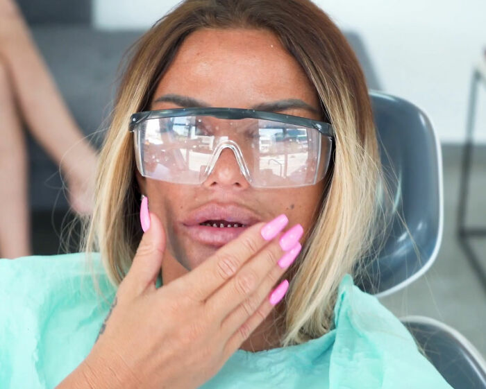 Katie Price wearing safety glasses, sparking concern after corrective surgery. Her appearance shows signs of recent surgery. Katie Price wearing safety glasses, sparking concern after corrective surgery. Her appearance shows signs of recent surgery.