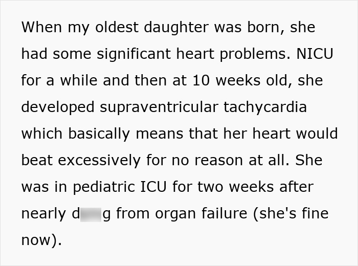 Text details an ill girl's heart problems from birth, including NICU and SVT, relevant to an entitled kid and heart monitor story. Text details an ill girl's heart problems from birth, including NICU and SVT, relevant to an entitled kid and heart monitor story.