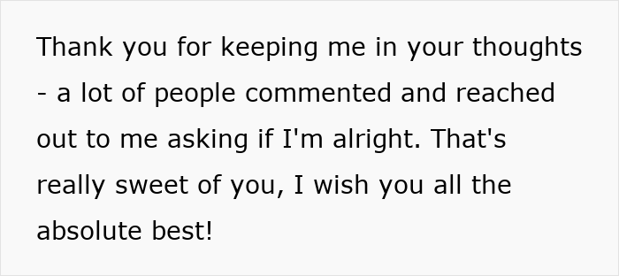 A thank you message from the GF to her supporters, expressing gratitude for their thoughts and care. A thank you message from the GF to her supporters, expressing gratitude for their thoughts and care.