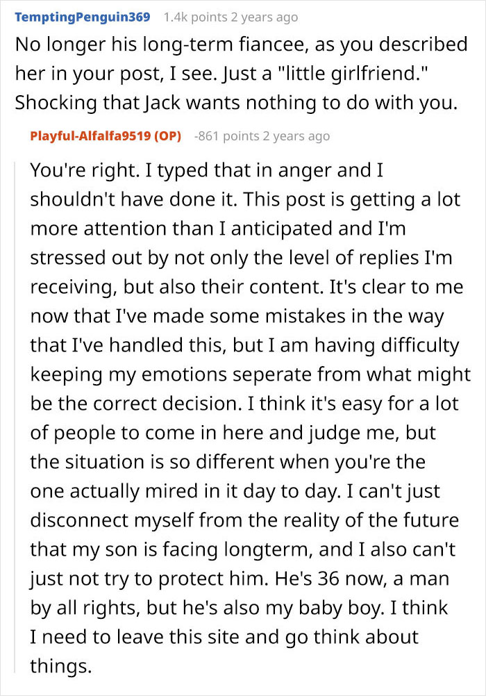 A social media post from a mother expressing regret about her inheritance decision. A social media post from a mother expressing regret about her inheritance decision.