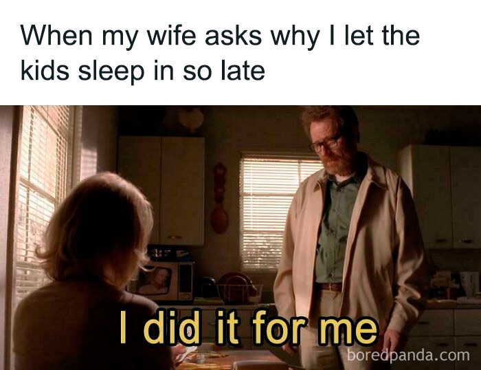 A funny photo about what it means to be a great dad, showing a meme about letting kids sleep in late.