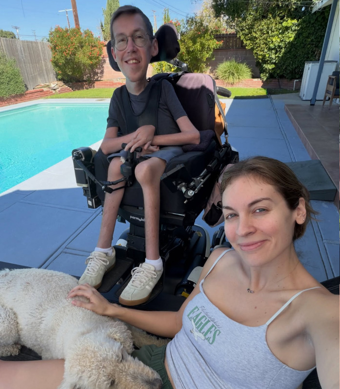 Relaxed TikTok stars, a couple, by a pool with a dog, enjoying time together and celebrating their pregnancy. Relaxed TikTok stars, a couple, by a pool with a dog, enjoying time together and celebrating their pregnancy.