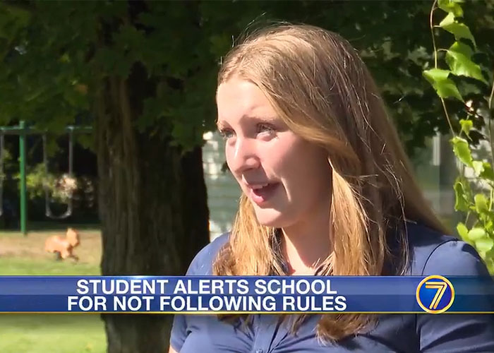 An honors student speaking about being suspended over coffee and challenging a new school rule.