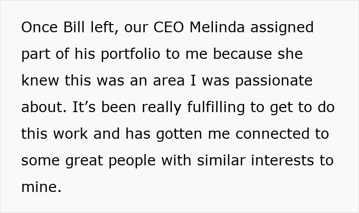 Text discussing a CEO assigning tasks after a gender-biased boss left. Text discussing a CEO assigning tasks after a gender-biased boss left.