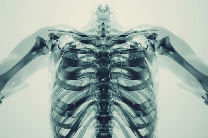An X-ray of the human ribcage and spine, representing weird body changes that can occur.