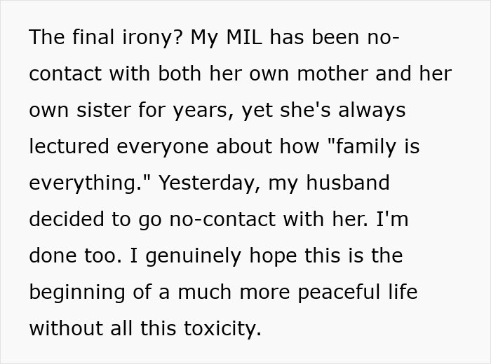 Narcissist MIL Goes To Extreme Lengths For Attention, Cries Foul As Her Son And DIL Go No-Contact Narcissist MIL Goes To Extreme Lengths For Attention, Cries Foul As Her Son And DIL Go No-Contact