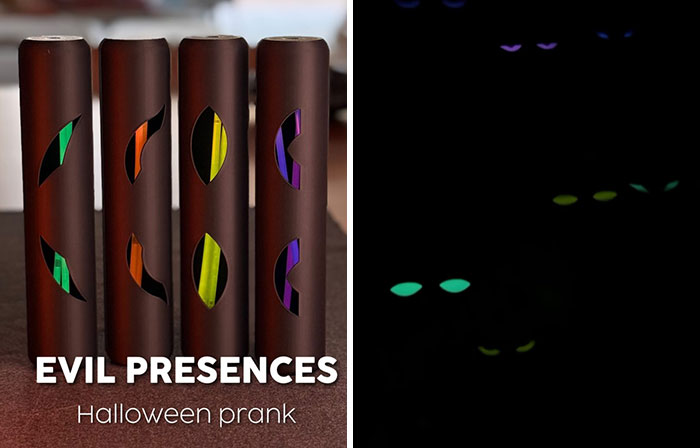 3D printed Halloween prank evil presences with glowing eyes