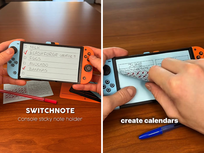 3D printed console sticky note holder and calendar in a gaming console shape