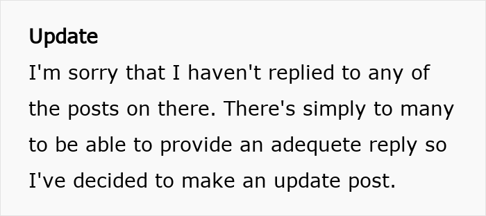 Text update about not replying to posts and providing an update Text update about not replying to posts and providing an update