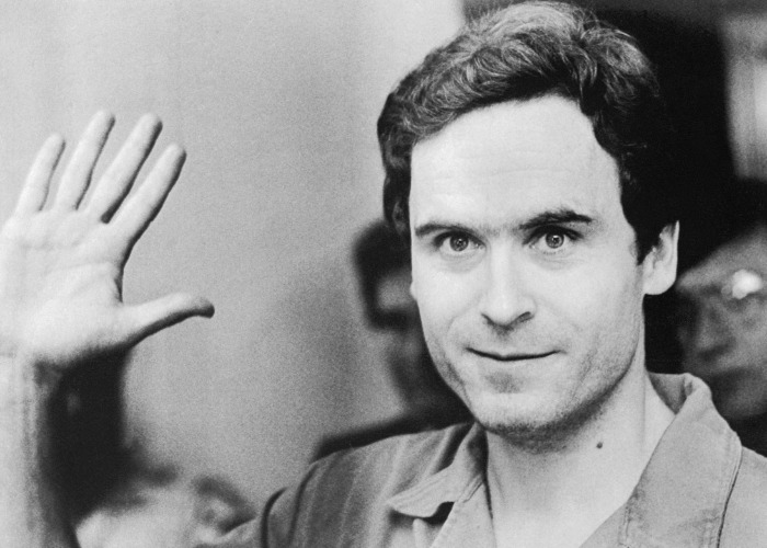 A black and white image of Ted Bundy, an example of a dangerous personality type. A black and white image of Ted Bundy, an example of a dangerous personality type.