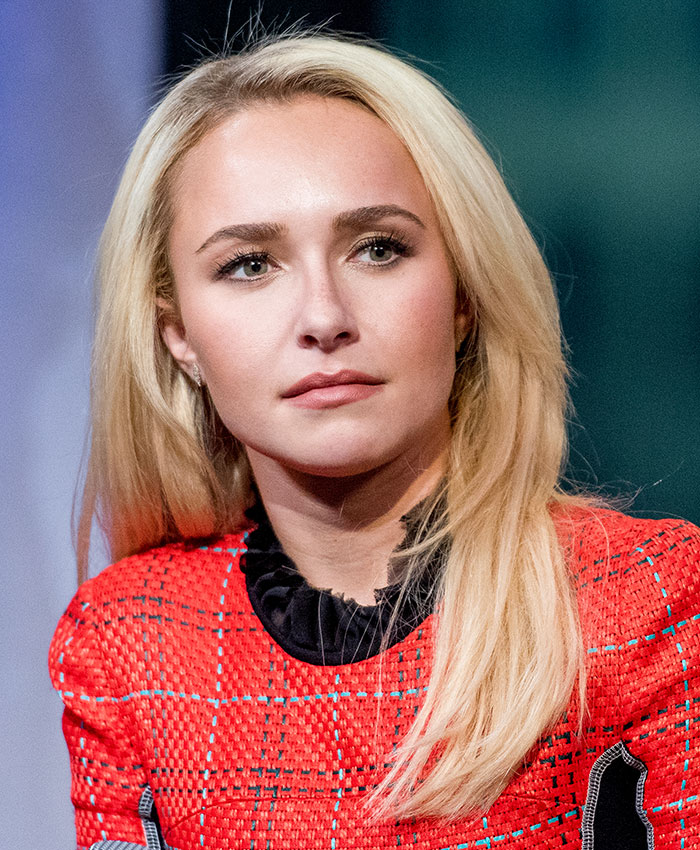 Close-up portrait of Hayden Panettiere in a red patterned top. Close-up portrait of Hayden Panettiere in a red patterned top.