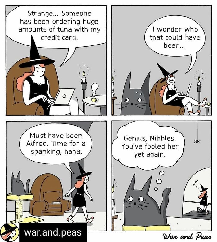 50 Hilarious Cat Comics By ‘War And Peas’ That Capture The Chaos Of Living With Feline