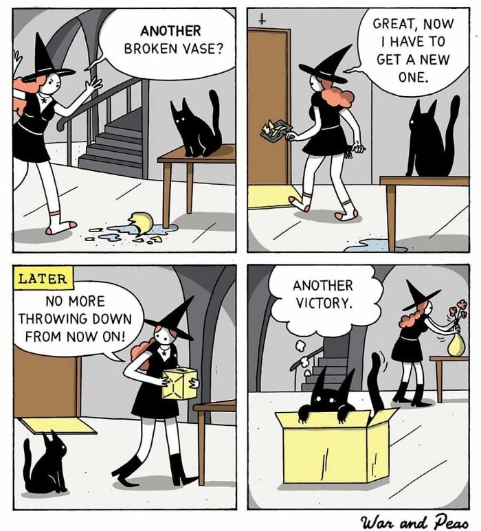 50 Hilarious Cat Comics By ‘War And Peas’ That Capture The Chaos Of Living With Feline
