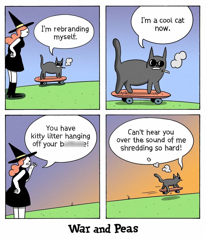 50 Hilarious Cat Comics By ‘War And Peas’ That Capture The Chaos Of Living With Feline