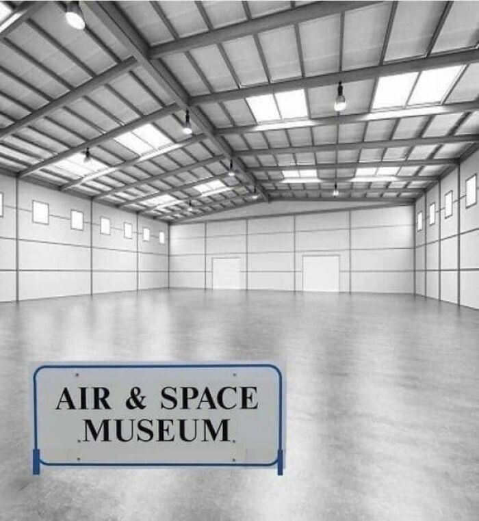 Funny meme showing empty Air and Space Museum space