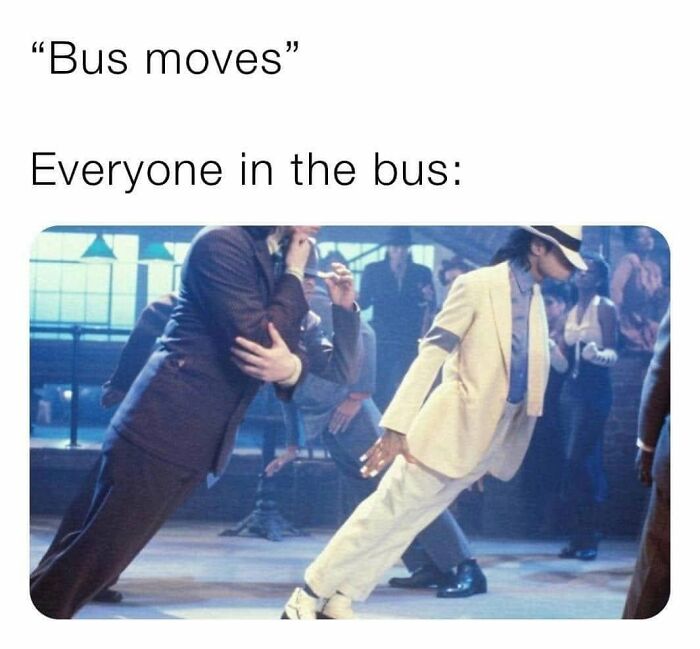 Meme of people leaning to mimic bus movement for a chaotic brain break
