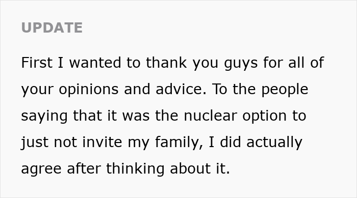 Text update thanking for advice on family invitation decisions Text update thanking for advice on family invitation decisions