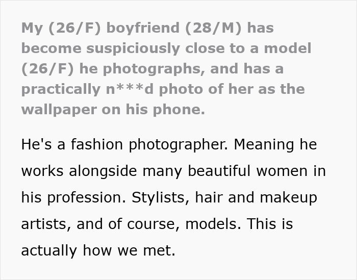 Woman Meets Photographer Boyfriend While Modeling For Him, Suspects That He Found A New Muse Woman Meets Photographer Boyfriend While Modeling For Him, Suspects That He Found A New Muse