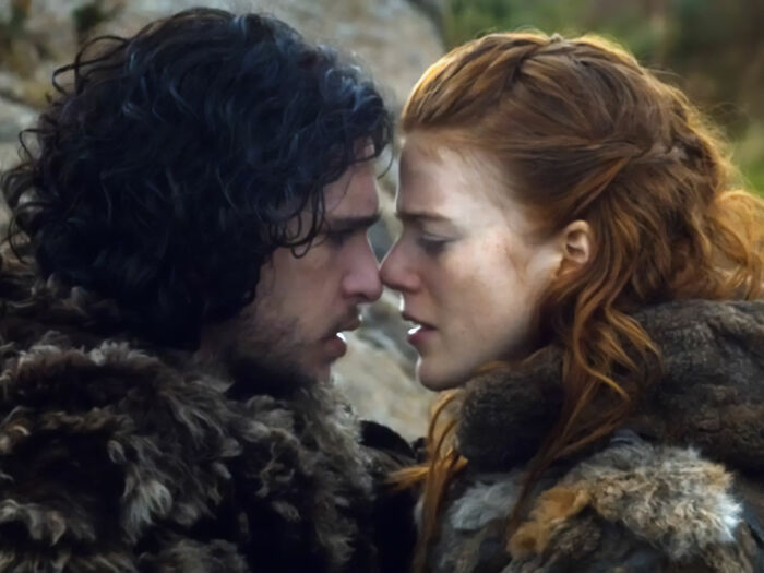 Intimate close-up of Jon Snow and Ygritte from Game Of Thrones