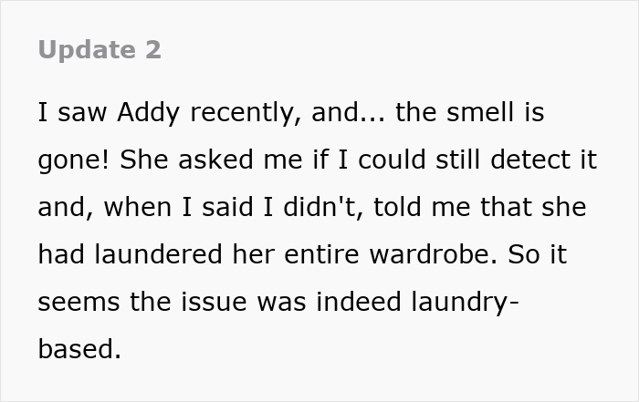 Friend’s Musty Smell Starts Clearing Rooms, Woman Dreads Being The One Who Finally Tells Her Friend’s Musty Smell Starts Clearing Rooms, Woman Dreads Being The One Who Finally Tells Her