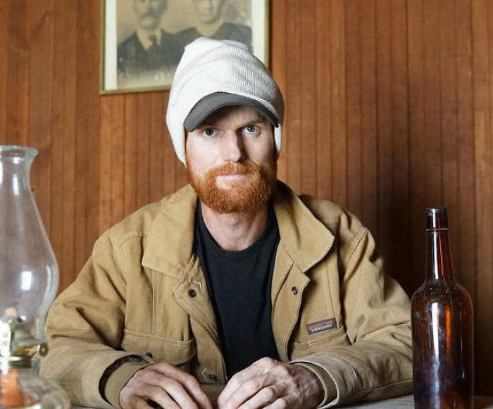 Brent Underwood, who bought an entire ghost town, wearing a brown jacket and white beanie. Brent Underwood, who bought an entire ghost town, wearing a brown jacket and white beanie.