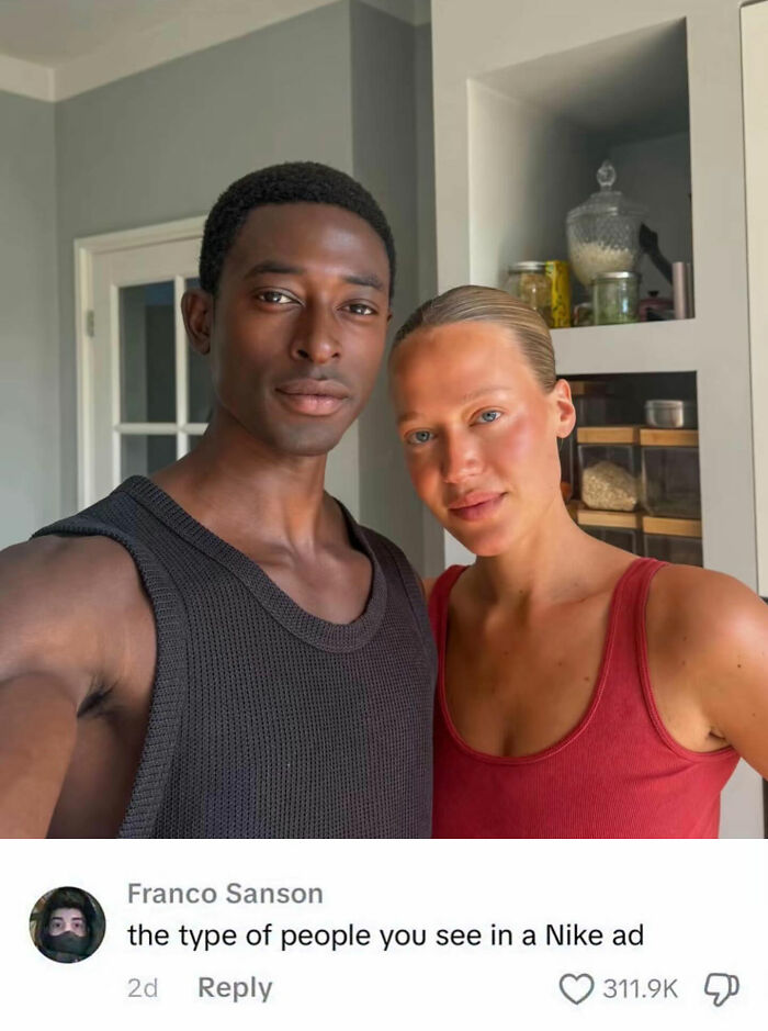 Hilarious meme of a couple called the type of people you see in a Nike ad.