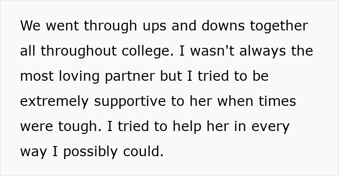 Screenshot of text discussing the ups and downs a couple faced together throughout college. Screenshot of text discussing the ups and downs a couple faced together throughout college.