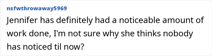 Jennifer Lawrence plastic surgery confession draws scrutiny. User comment on noticeable work done.