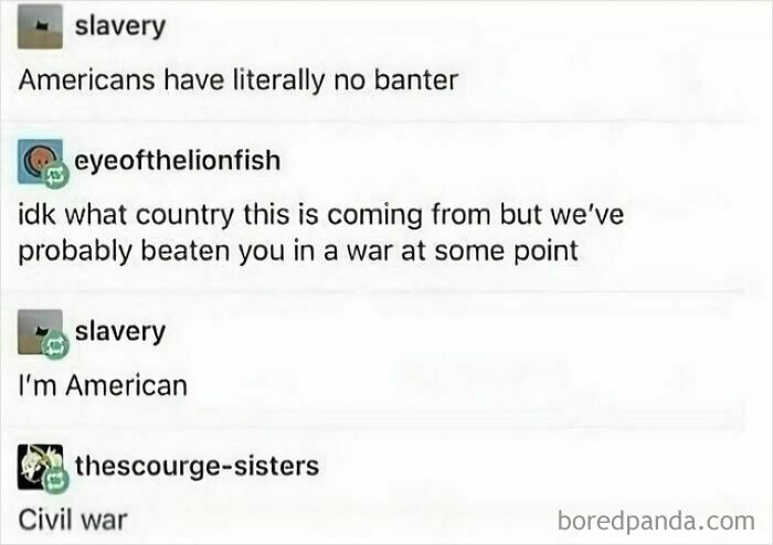 A blursed comment chain about American banter and the Civil War.