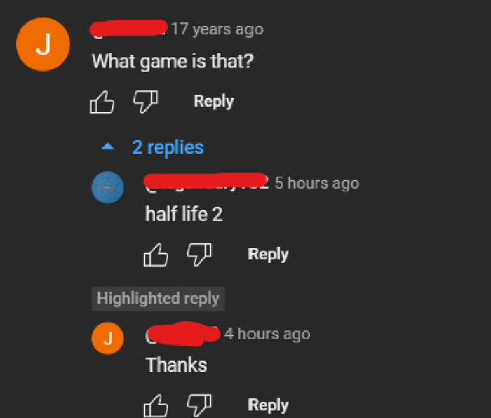 People finding gold in YouTube comment section, a user asks about a game 17 years later and gets a reply.