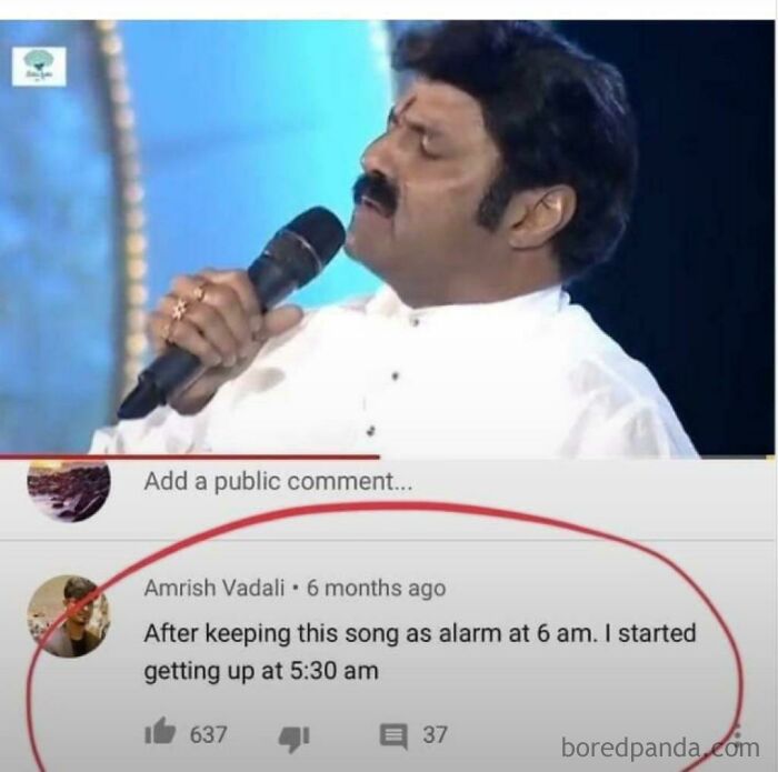 People finding gold in YouTube comment section: A comment about a song being so bad it makes someone wake up early.