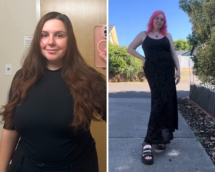 Woman's stunning breakup transformations, showcasing personal peace and renewed style.
