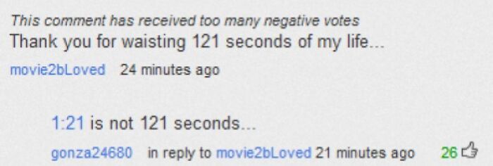 A YouTube comment thread showing a user correcting another user's math, a moment of gold after scrolling.