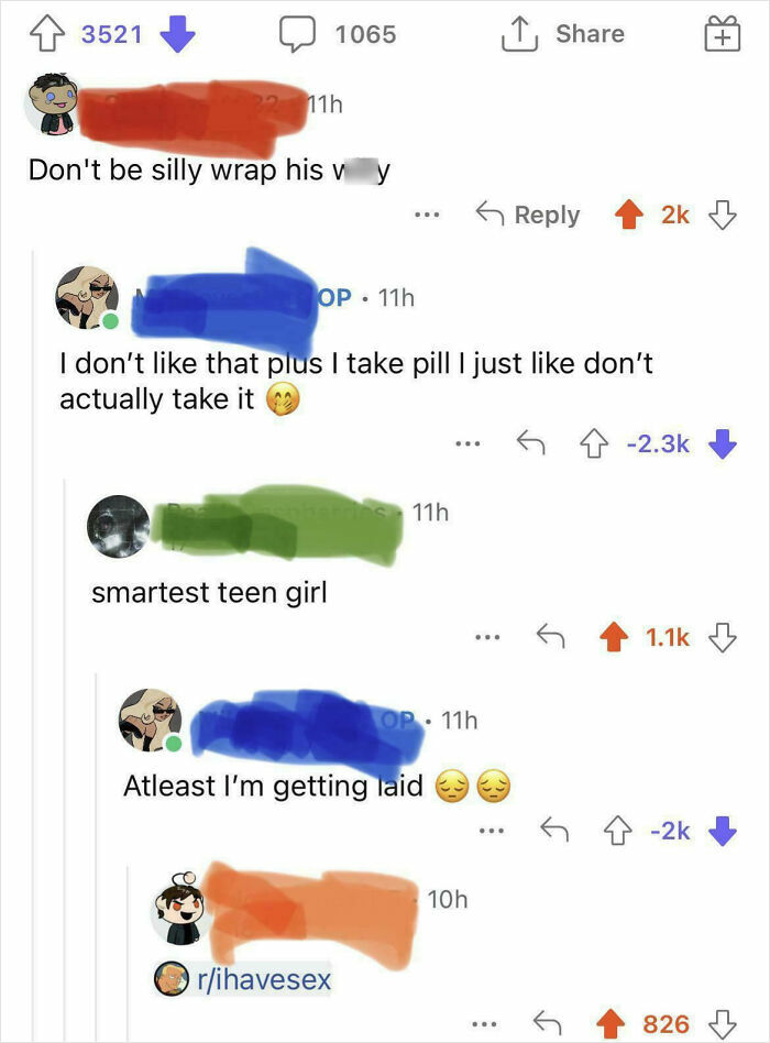 A Reddit thread with multiple downvoted comments related to relationships and a response, illustrating reasons for downvotes.