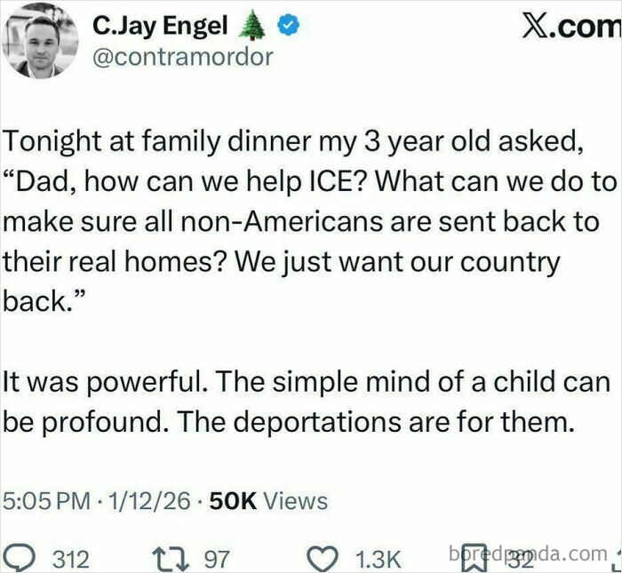 A tweet about a 3-year-old asking how to help ICE, showcasing unbelievably stupid things people say.