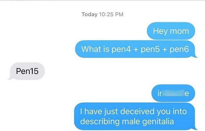 A screenshot of hilarious texts where a child pranks their mom into saying Pen15, creating a cringe-worthy moment.