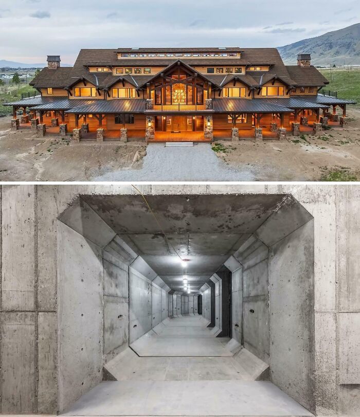 A mansion and a concrete tunnel, illustrating inspiration from mansions built as a Temu version.
