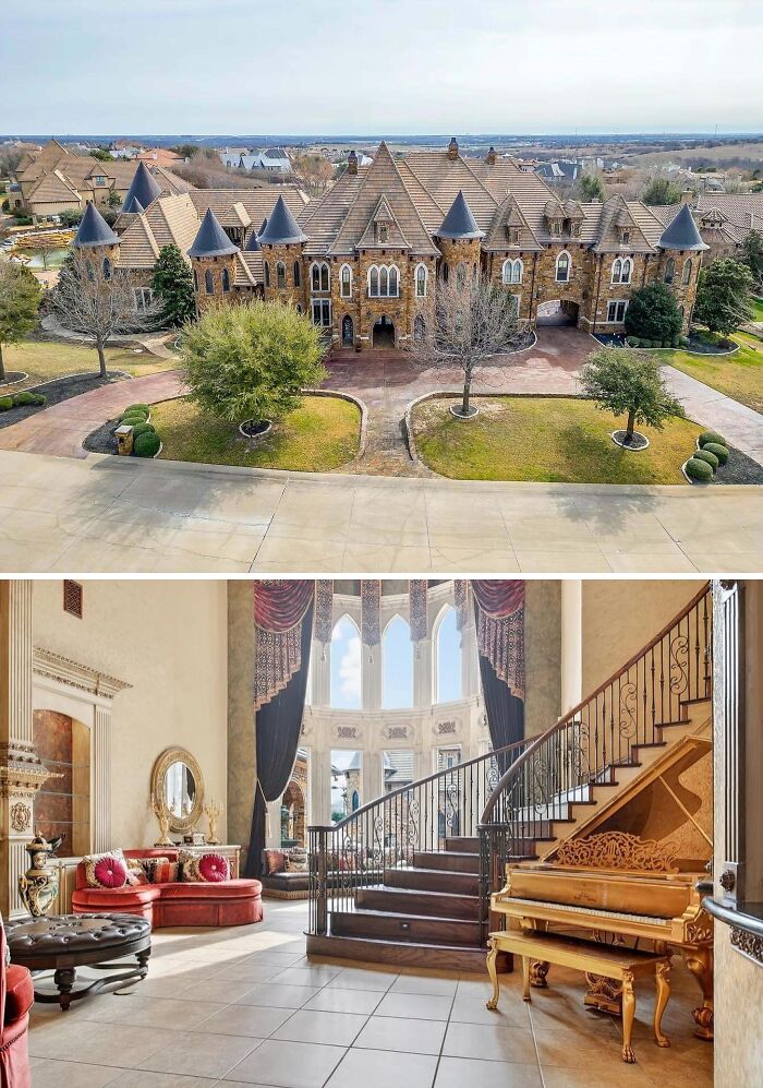 Grand mansion exterior and opulent interior. These mansions inspire designs that sometimes turn out to be a Temu version.