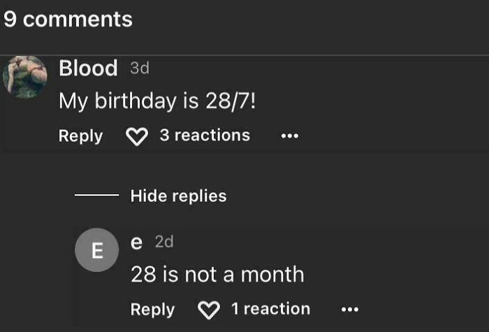 A screenshot of a comment section discussing a birthday date, highlighting a common American misunderstanding of dates, perfect for Stupid Nation content.