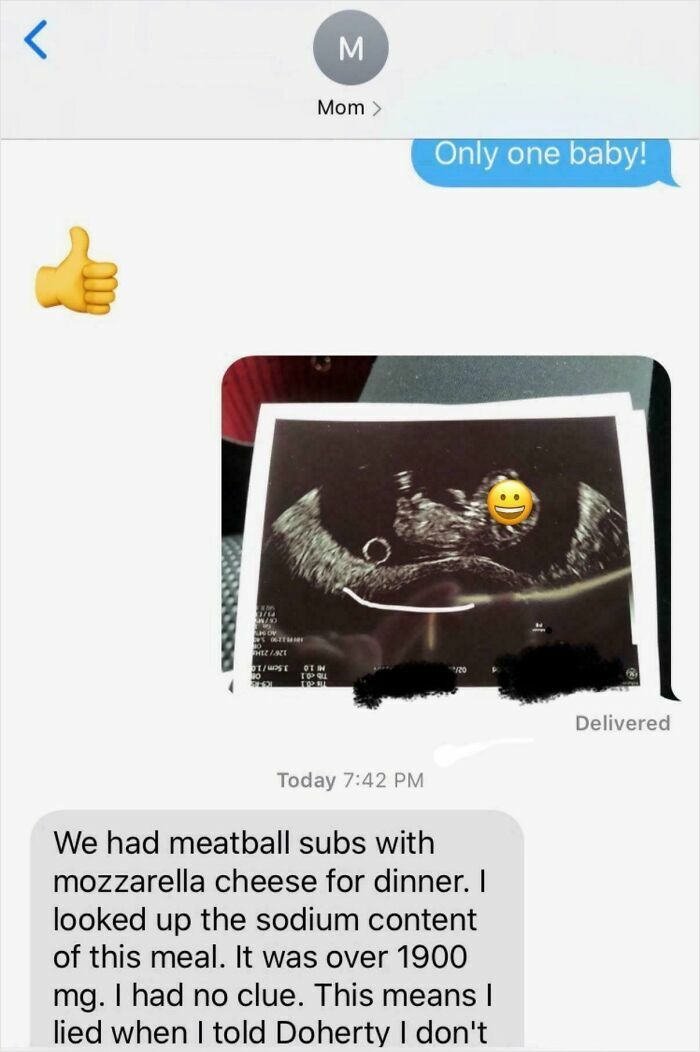A screenshot of a text message with a sonogram image, highlighting the funny journey of becoming a great dad.