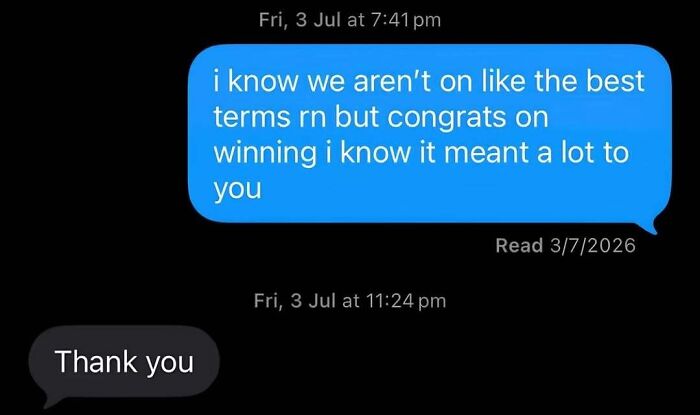 An unfiltered screenshot from the internet showing a strange text conversation on Fri, 3 Jul with a late read receipt.