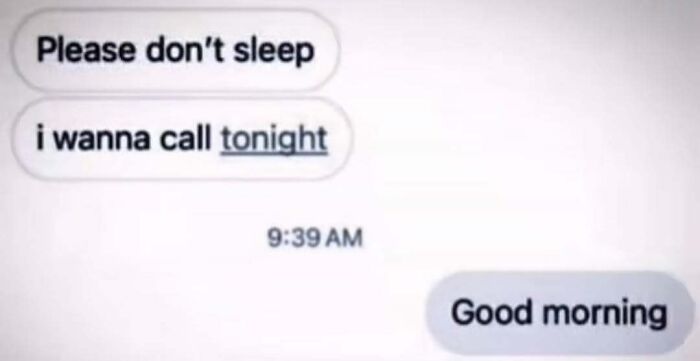 A screenshot of a text message showing a strange and unfiltered internet interaction with Please don't sleep.
