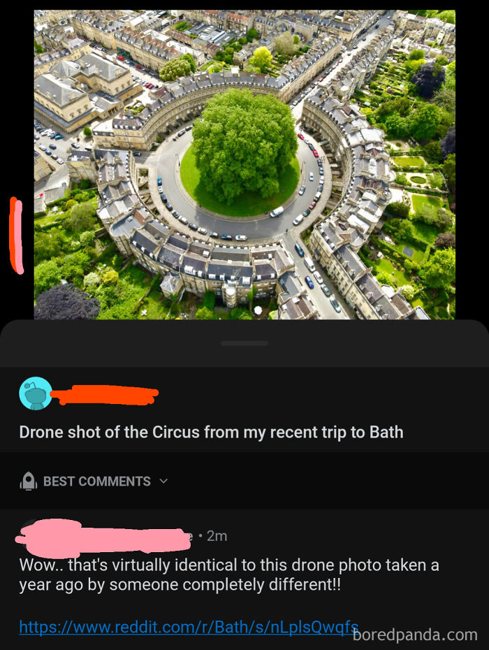 A social media user caught lying about a drone shot of Bath, England, by another user who found an identical photo.